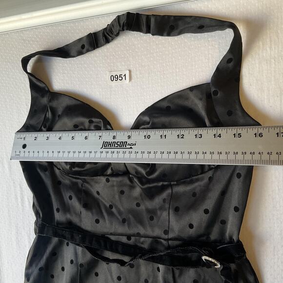 My Michelle Women Dress 11 Black Polka Dot Sheath Satin Coquettecore Bow - Picture 6 of 9